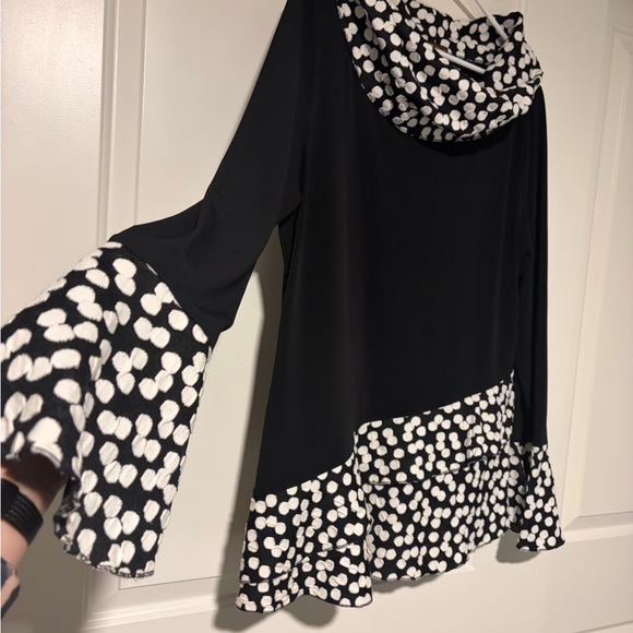 Black and White Polka Dot Cowl Neck Top - Picture 3 of 6